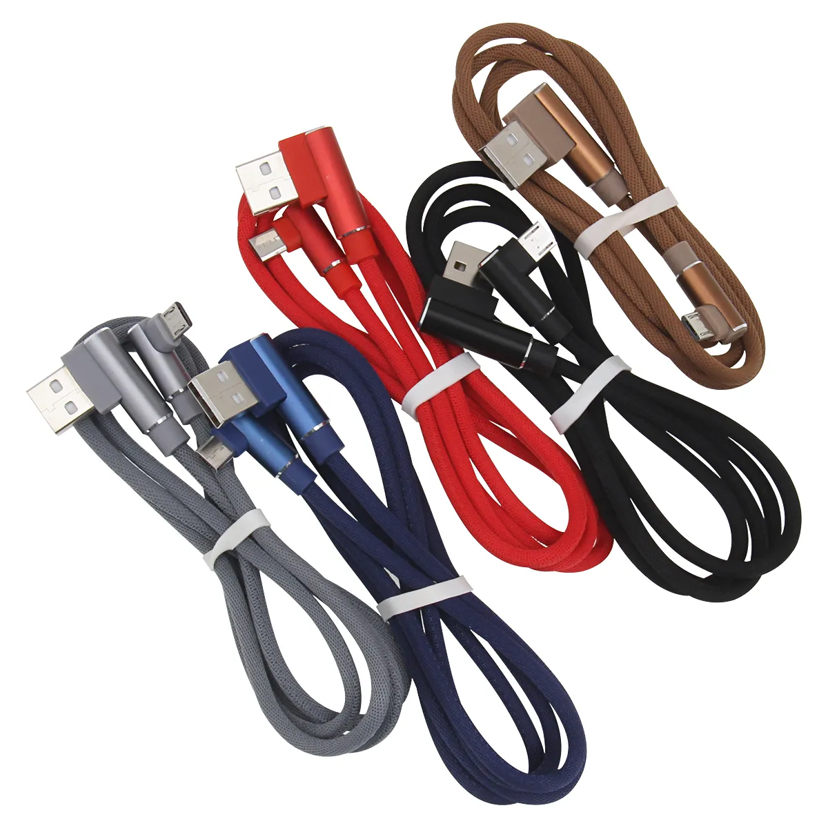 Snabb laddning av mikro USB-kabel 90 graders kablar Typ-C laddningsdata 1m 2m 3m för Samsung Huawei Xiaomi-smartphones