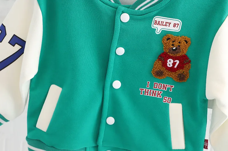2022 Spring Autumn Children Boys Clothing Set Baseball Coat Cotton T-shirts Casual Pants Baby Boys Clothes