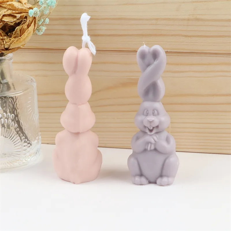 Fantaisie Longues Oreilles Moule En Résine De Silicone Bougie Parfumée Faire Animal Lapin De Pâques Conception À La Main Gâteau Ornement Décoration 220611