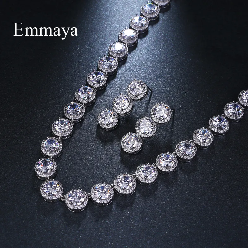 Emmaya Brand Gorgeous Round White Gold Color AAA Cubic Zircon Wedding Jewelry Sets For Lover Brides Gift 220922