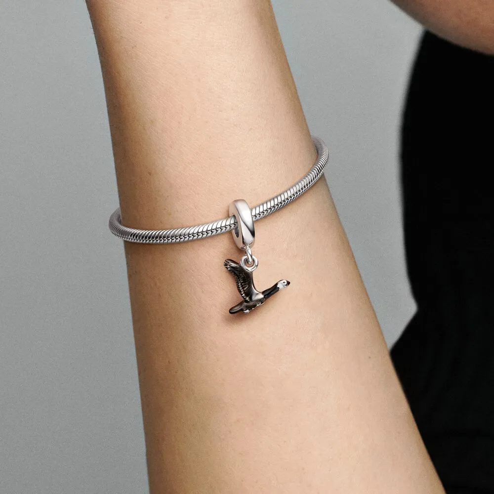 100 % 925 Sterling Silber Flying Goose Ahornblatt-Anhänger, passend für Original-europäische Charm-Armbänder, modisch, für Damen, Hochzeit, Engage339W