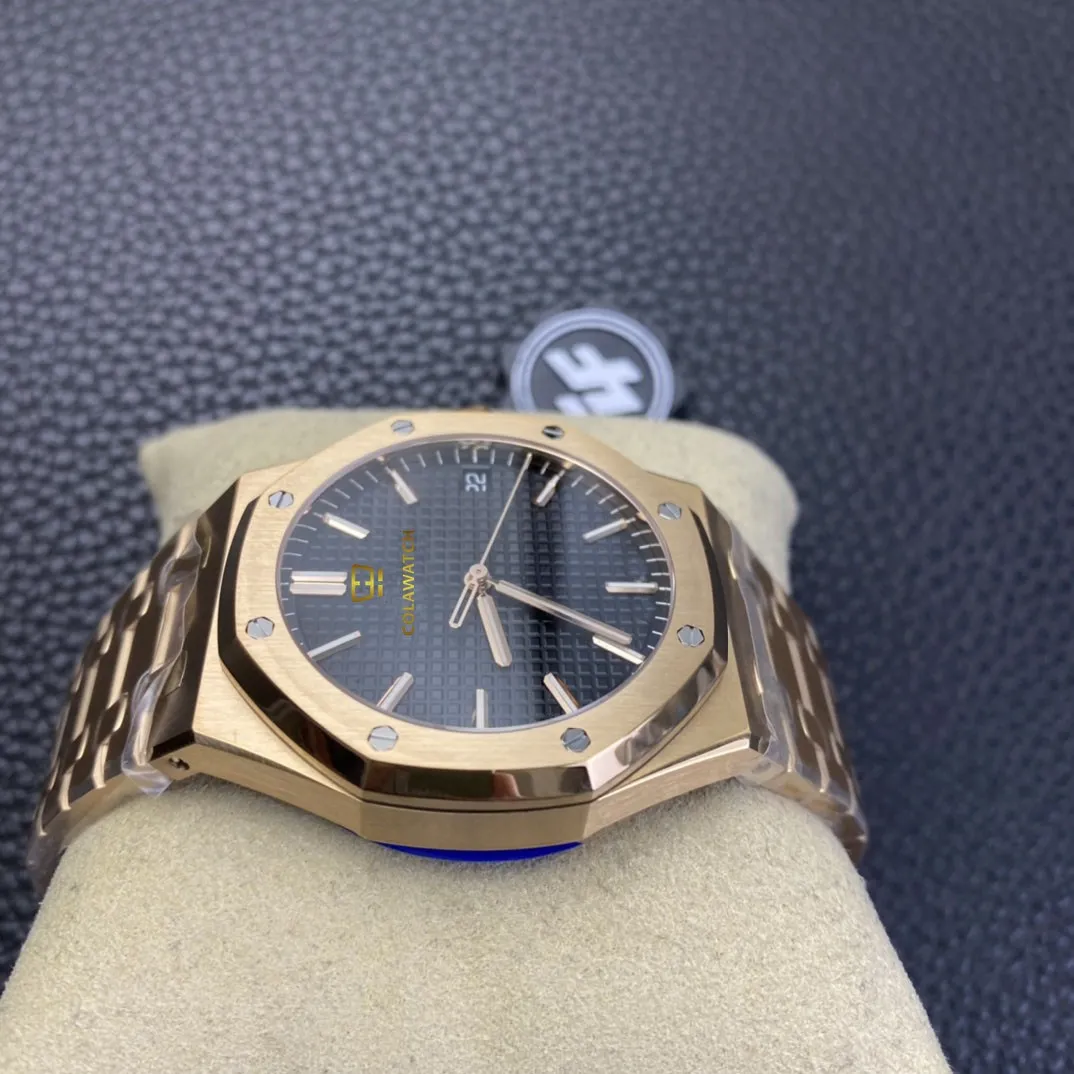 zf fabriek Horloge 41mm CAL 4302 Automatisch 15500 Rose Goud Heren Armband Zwarte wijzerplaat Heren Watch278v