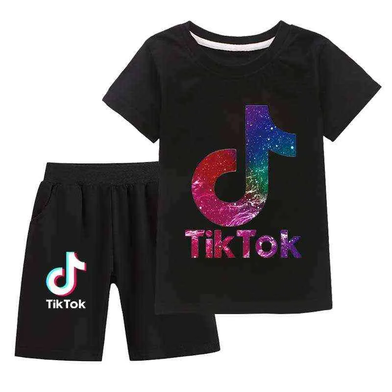 Tiktok casual suit boys' and girls' T-shirts and shorts 40002