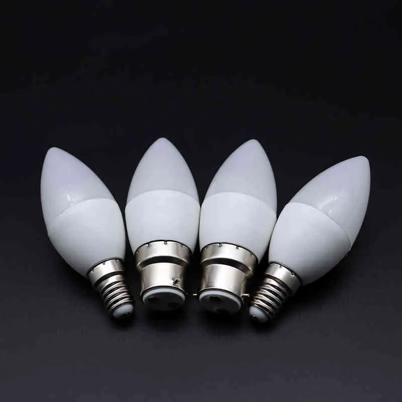 LED C37 3W 5W 6W 7W E14 B22 E27 220V 3000K 4000K 6000K Lampada Candle Bulb Living Room Home LED Bombilla for Home Decoration H220428