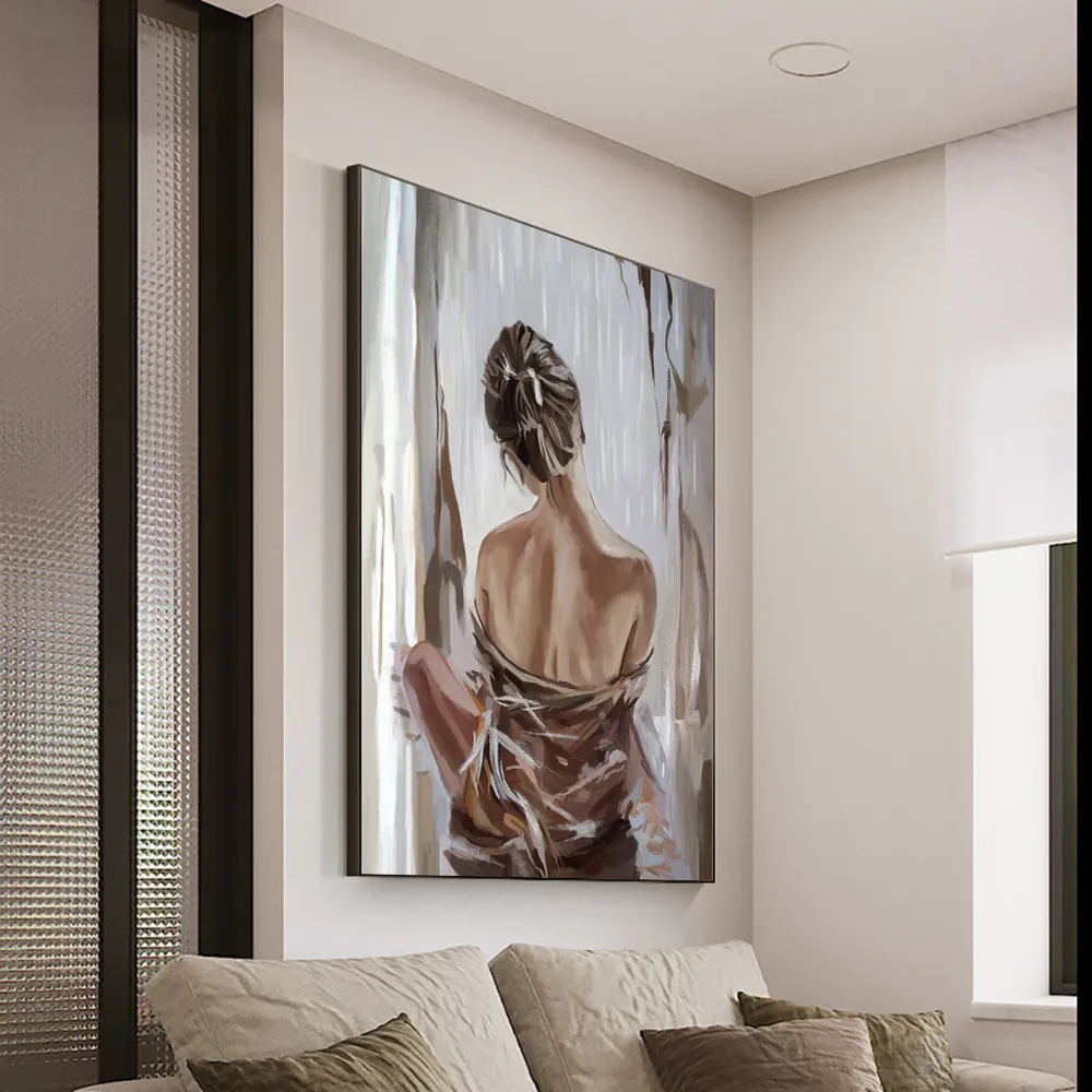 抽象的なフィギュアペインティングセクシーな女の子のボディバックポスターとプリントモダンキャンバス画像ウォールアートリビングルームの家の装飾フレームなし
