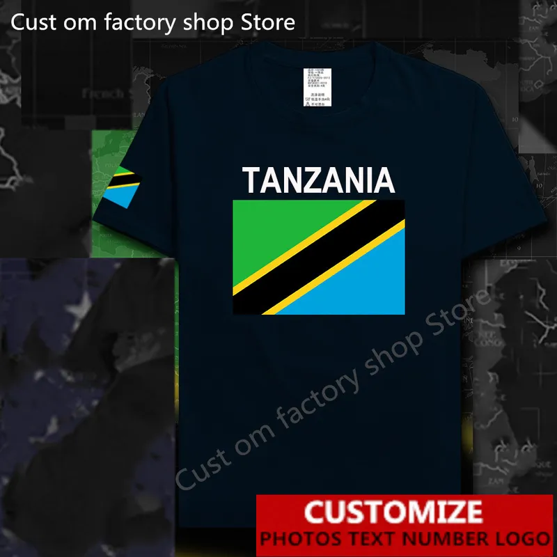 Camiseta con bandera de país de Tanzania, camiseta personalizada gratis, camisetas de algodón con nombre DIY y número 100 220620