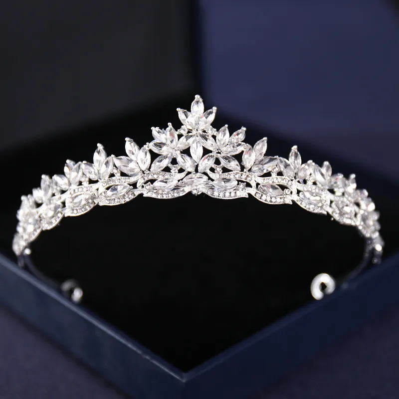 Silver Color Crysta Crowns And Tiaras Baroque Vintage Crown Tiara For Women Bride Pageant Prom Diadem Wedding Hair Accessories 220726