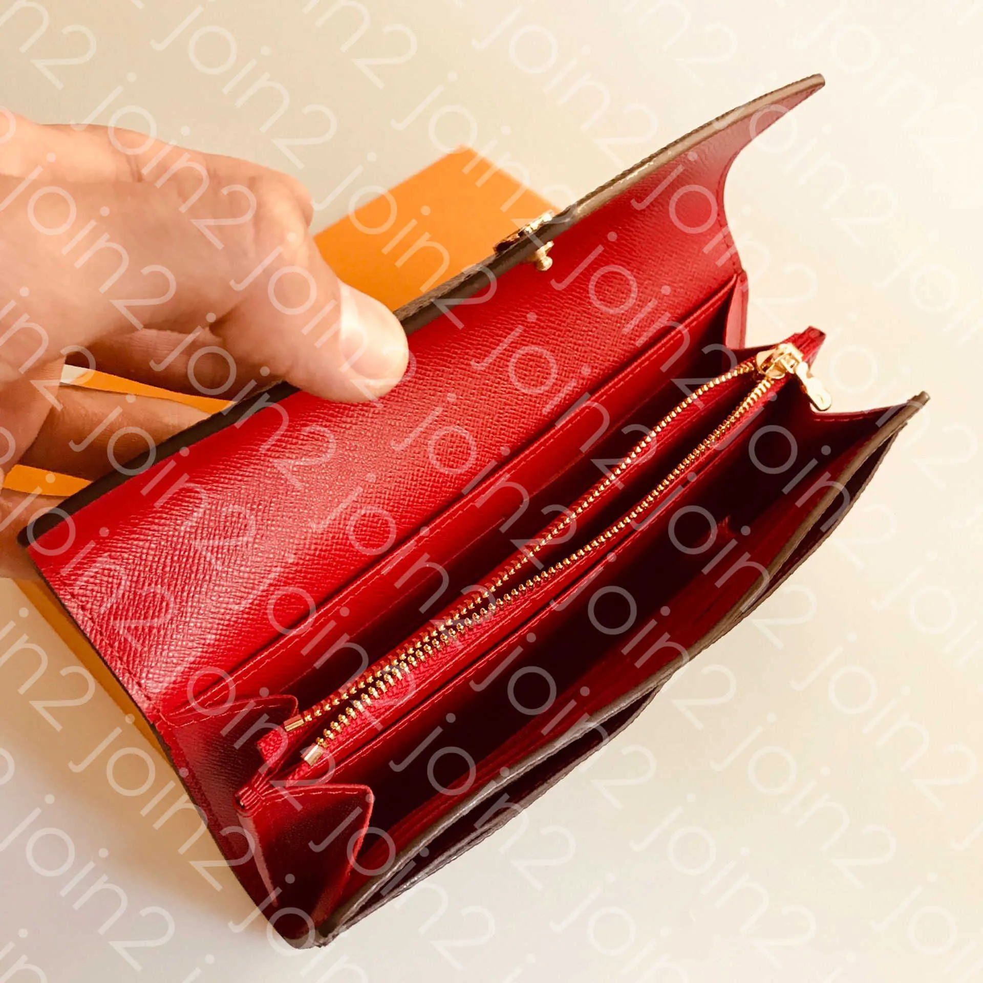 PORTEFEUILLE SARAH Wallet Hoge kwaliteit Womens Fashion Envelope-stijl Long Wallet Card Holder Huls iconisch bruin waterdicht canvas 229V