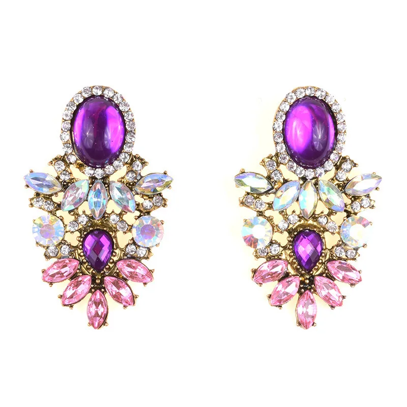 Retro court trend alloy earrings bohemian style cracked gemstone earrings female CX220402