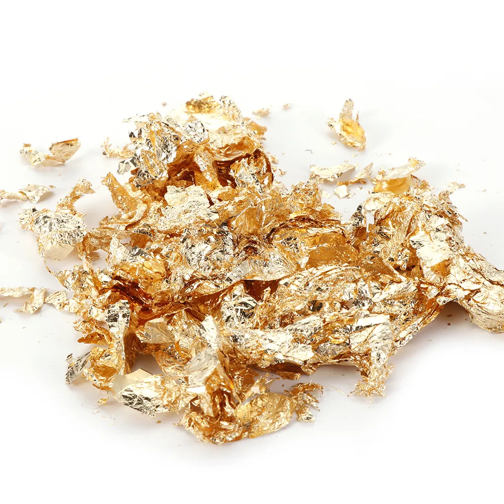 Flocons de Schabin en feuille d'or véritable de qualité alimentaire, 2g, or 24K, plats décoratifs, outils de décoration de gâteaux d'art de Chef