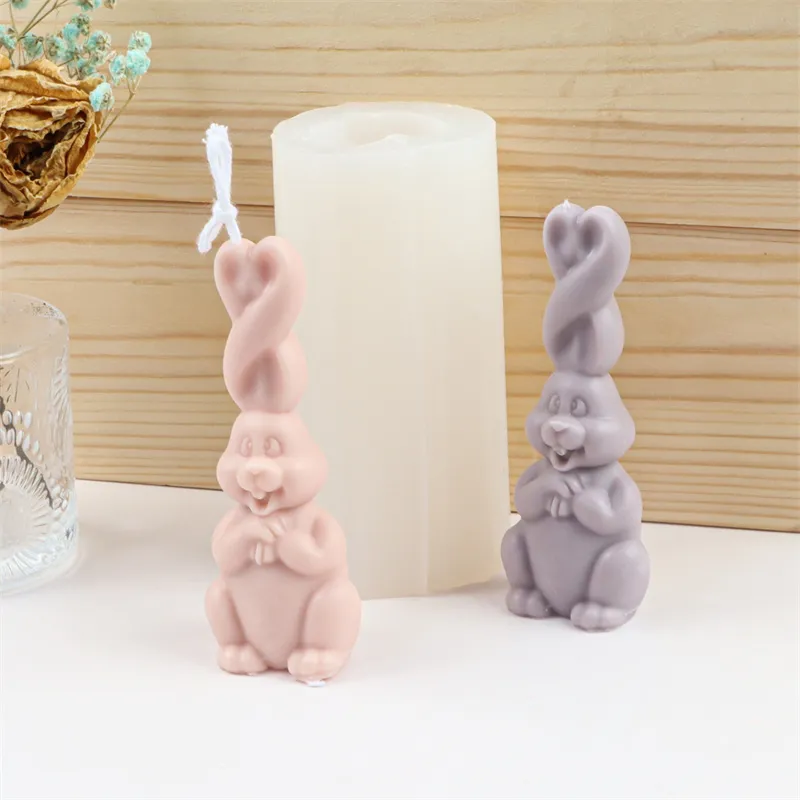 Fancy Long Ears Silicone Resin Mold Scented Candle Making Animal Easter Bunny Design Handmade Cake Ornament Decoration 220611