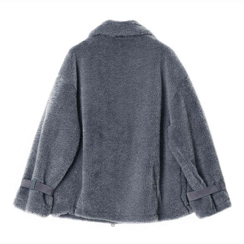 Casaco de lã de cordeiro Mulheres de inverno Um casaco de cordeiro de pele de grã
