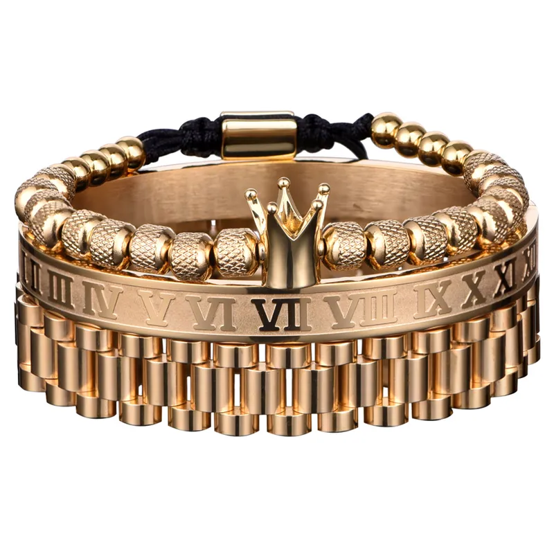 Luxe Crown Roman Ral Bracelet 12mm Watch Band Roestvrij staal Dudes Rollie Hip Hop Macrame Polsbandjes Men Sieraden 2204137612723