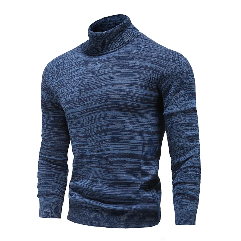 Winterheren Turtleneck Sweaters Katoen slanke gebreide pullovers Men Solid kleur Casual truien Mannelijke herfstbrei