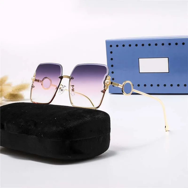 Parel Designer Zonnebril voor Dames Semirandloze Gouden Stent Damesbrillen Veelkleurige Outdoor Vrouw vierkante lens Zonnebril223b