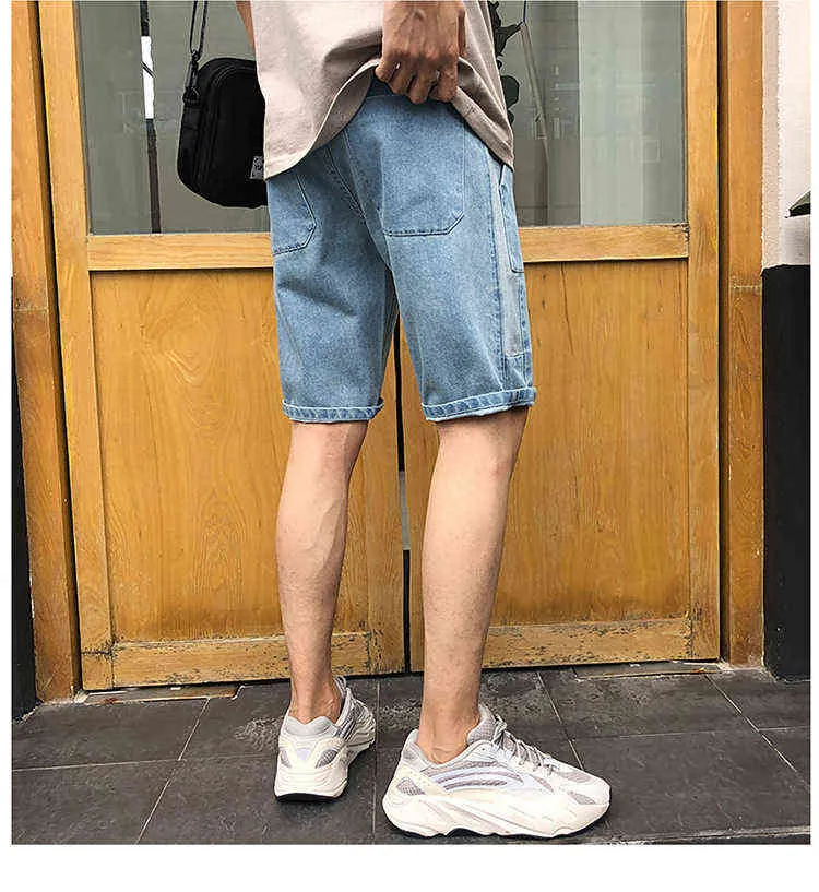 Ripped Summer Men's Pocket Denim Shorts Hip-Hop Jogging 5 Cent Shorts Paint Student Casual Straight Loose Short Jeans G0104