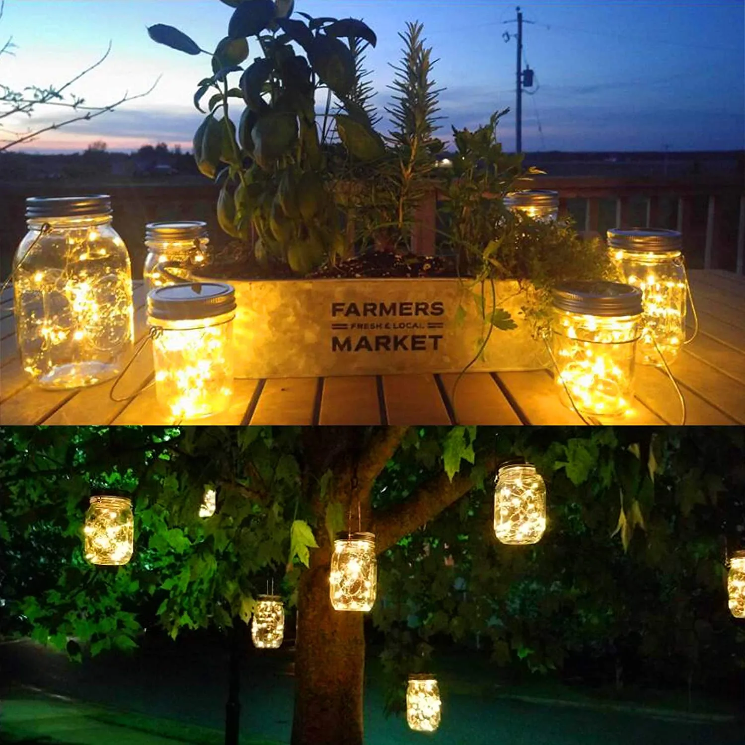 6st Solar Mason Jar Lights 20 LED Hanging String Fairy Solars Lantern Light for Outdoor Patio Garden Yard och Lawn Decoration281a