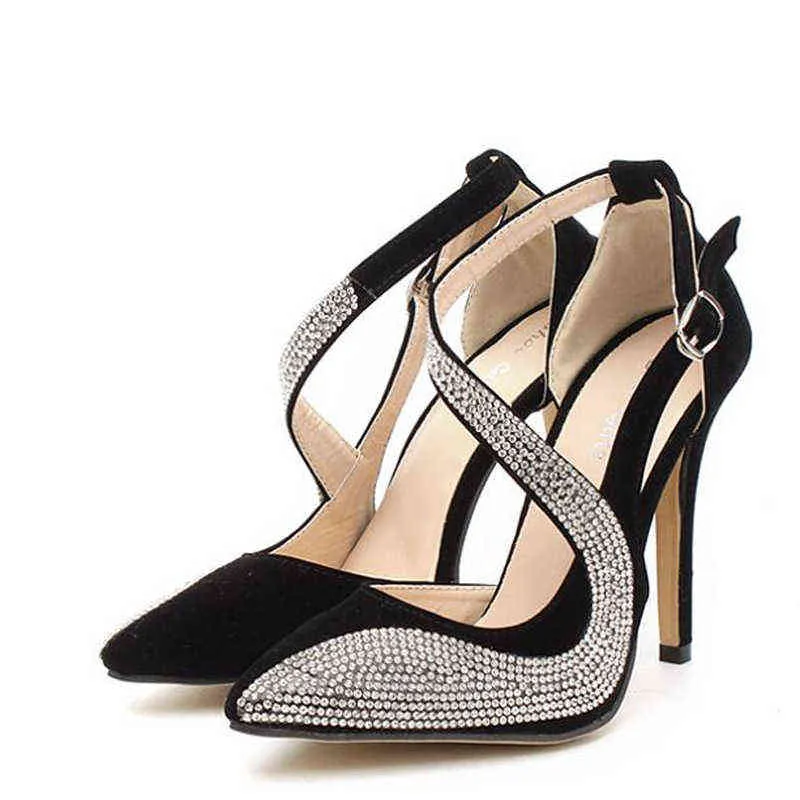 تصميم العلامة التجارية مثير راينستون الكعب العالي مضخات للنساء حفل زفاف الأحذية مثير مريح أحذية القدمين أحذية الموضة G220527