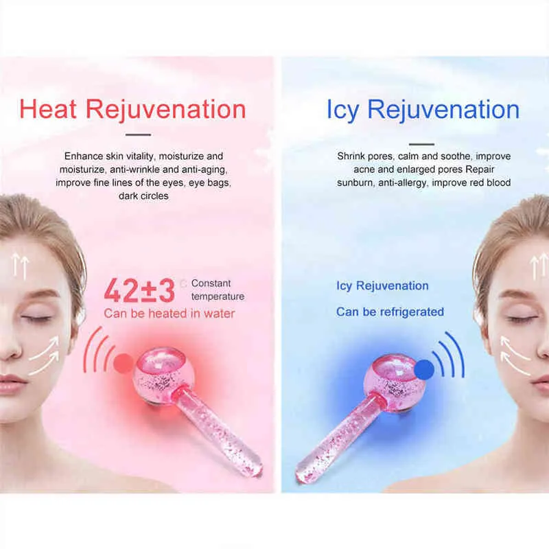 Magic Lcewave Beauty Ball Facial Cooling Ice Globes Crystal Roller Face Deep Massage Relieve Puffy Eye Hockey 220520