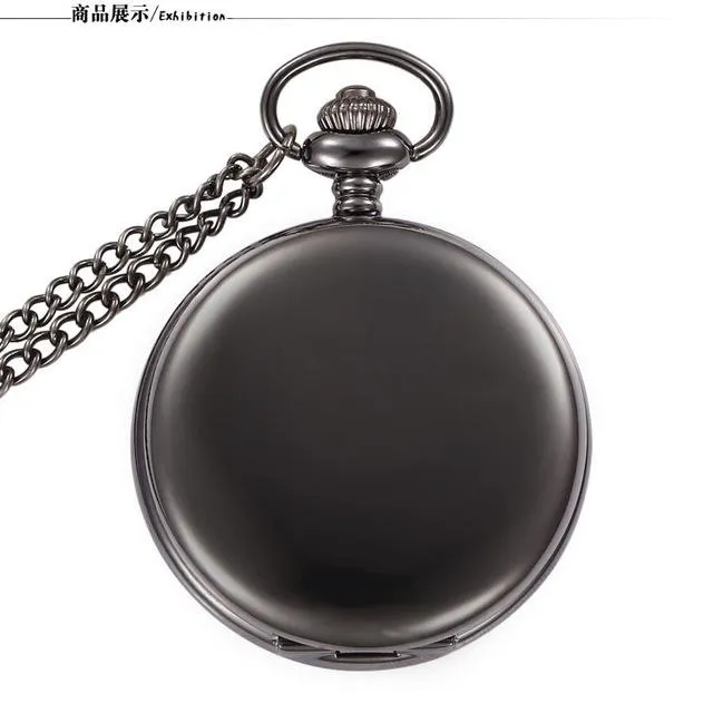 Montres de poche Mode Argent Bronze Noir Or Polonais Lisse Quartz Montre Bijoux Alliage Pendentif Avec Chaîne Collier Homme Femmes Gif274F