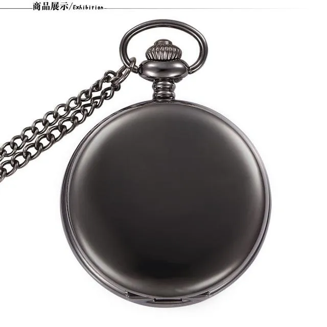 Pocket Watches Fashion Silver Bronze Black Gold Polish Smooth Quartz Watch Jewelry Alloy Pendant With Chain Necklace Man Women Gif236J