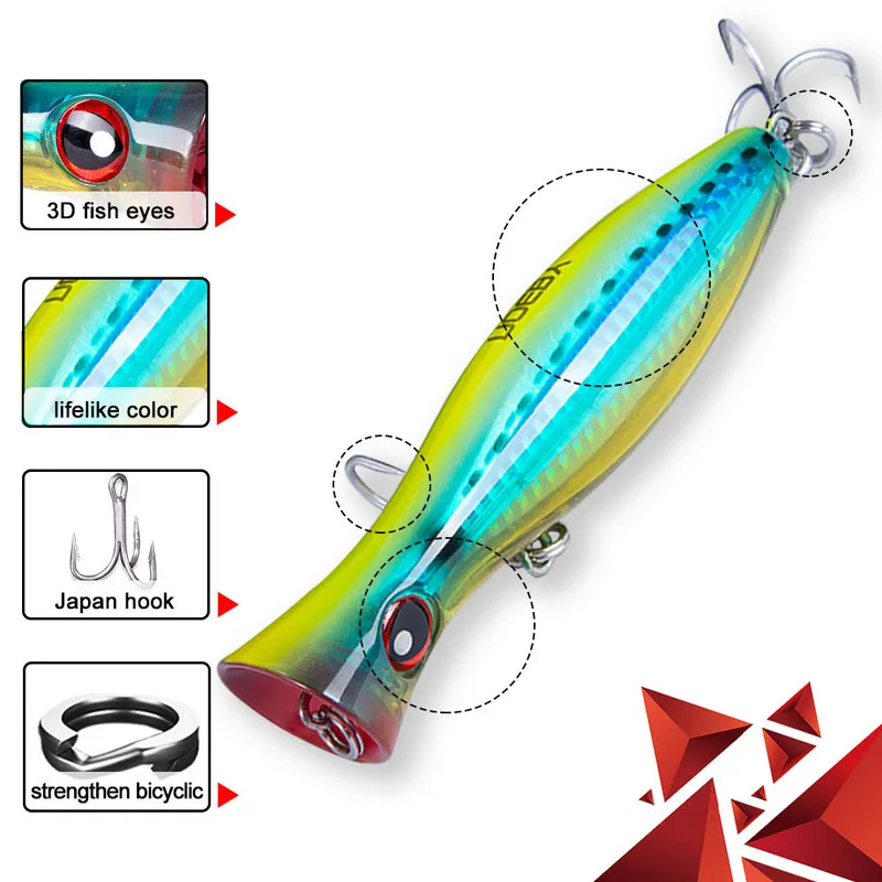 Noeby popper fishing lure big popper lure loud sound 200/160/120mm for fishing bass bluefish tuna popper with VMC hook 220624