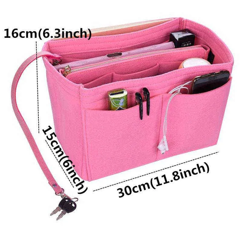 Women's Makeup Organizer Felt Cloth Insert Bag Multi-functional Travel Cosmetic Bag Girl Storage Toiletry Liner Bags 220721