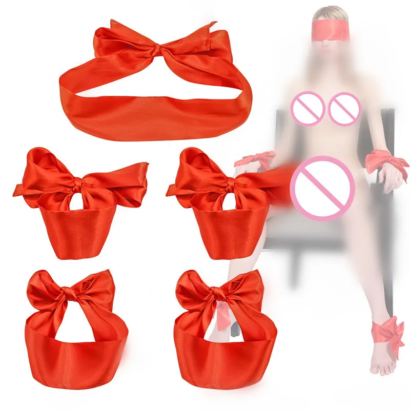 Erotische Speeltjes voor Vrouwen SM Slave BDSM sexy Game Rood Getinte Doek Oogmasker Met Handboeien Fetish Kinky Stellen kuisheid