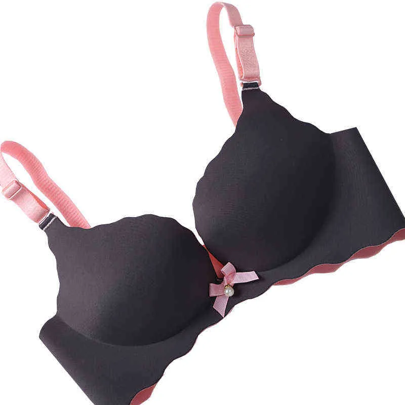 New One Piece Girl Bra Bow Underwear Seamless Gather No Steel Ring dent Girls Sexy T220726