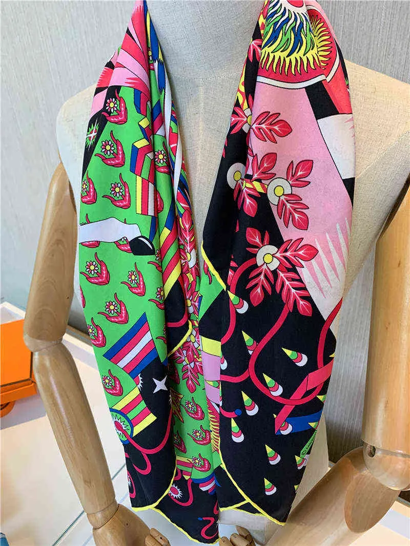 90 см ручной скрученный шелковый шарф из твила для женщин, индийское предложение, завитые квадратные шарфы, платки Echarpes Femme, бандана, хиджаб 220713814309
