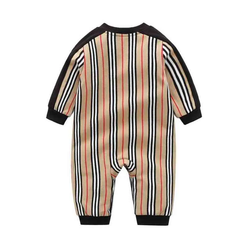 Designer-Kleidung Frühling Herbst Neugeborenes Baby Kleidung Streifen Baby Strampler Warme Säuglingsbaby Junge Mädchen Weiche Overall Kleinkind Strampler G220609