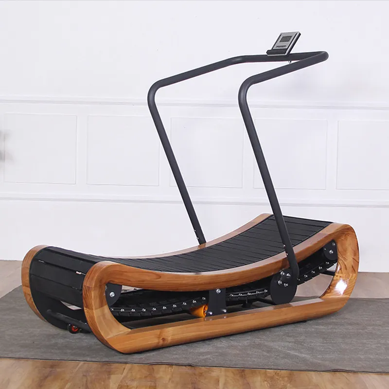 Courroie de course mécanique Machine de course d'équipement de forme physique d'arc de tapis roulant non alimenté en bois commercial