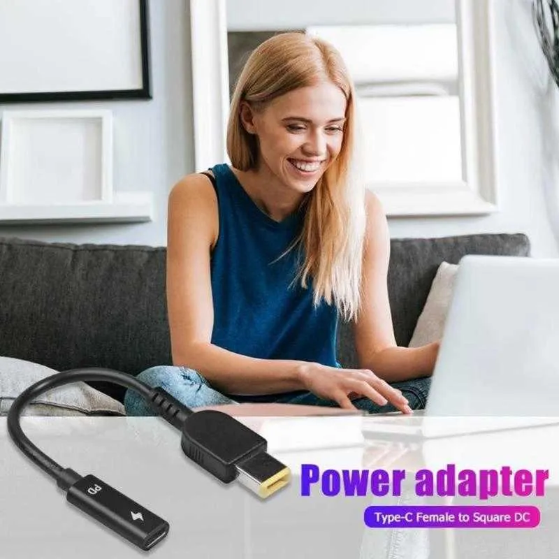Conector de adaptador de energia do laptop DC Plug USB tipo C fêmea a sexo quadrado DC para o Lenovo Thinkpad Series Square-Port Power