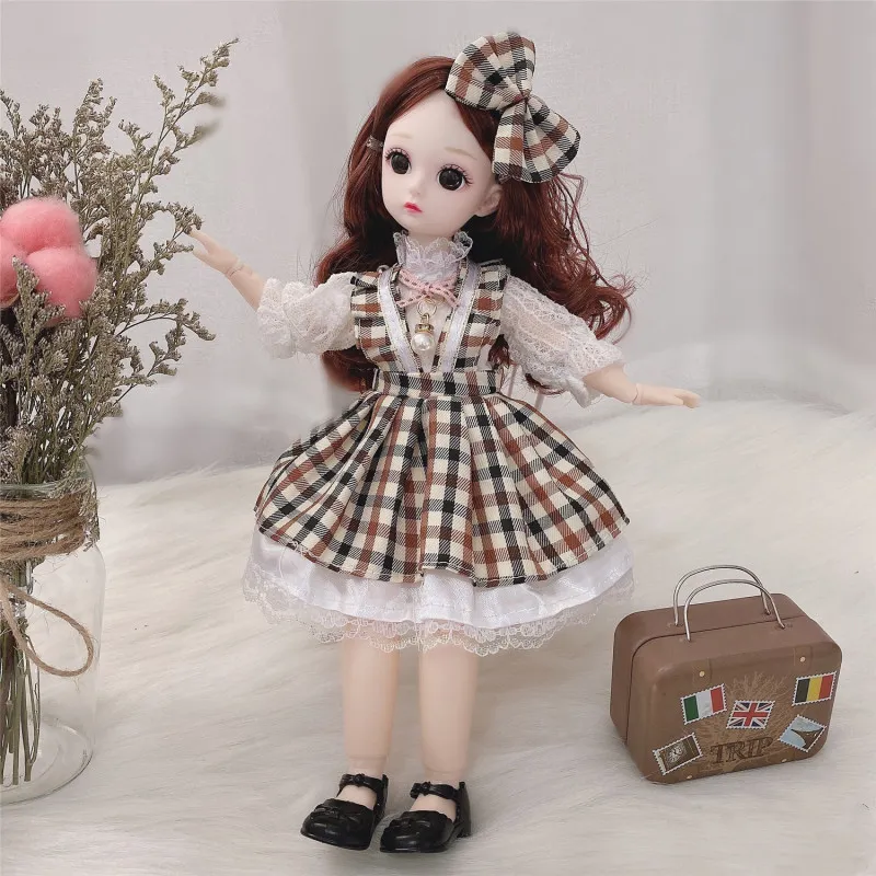 30 Cm 1/6 BJD Doll Winter Dress Set 21 Movable Joint Makeup Cute Girl Brown Eyes with Fashionable Skirt DIY Toy Gift 220505