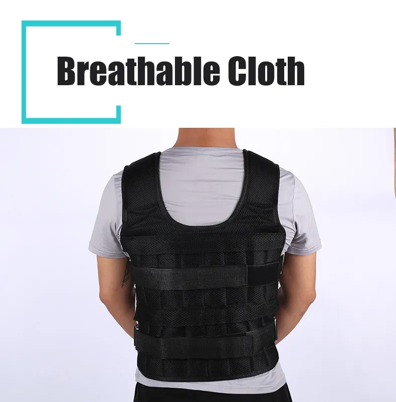 30KG Weight Vest For Boxing Weight Training Workout Fitness Gym Equipment Adjustable Waistcoat Jacket Sand Clothing 220426