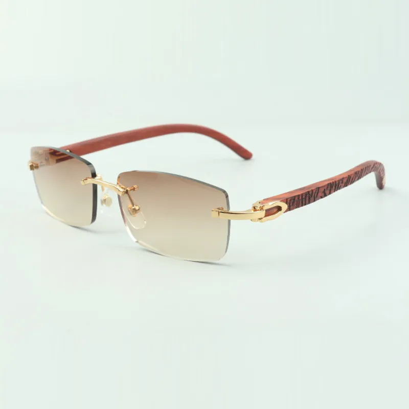 Rahmenlose Sonnenbrille 3524012 mit Tigerholzstäben und 56-mm-Gläsern für Unisex2405