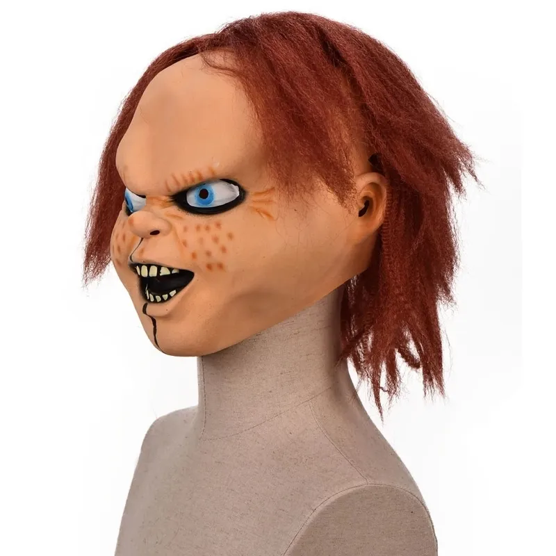 Máscara disfraz de juego para niños máscaras de fantasma Chucky cara de terror Mascarilla de látex Halloween muñeco asesino del diablo 220705277Z