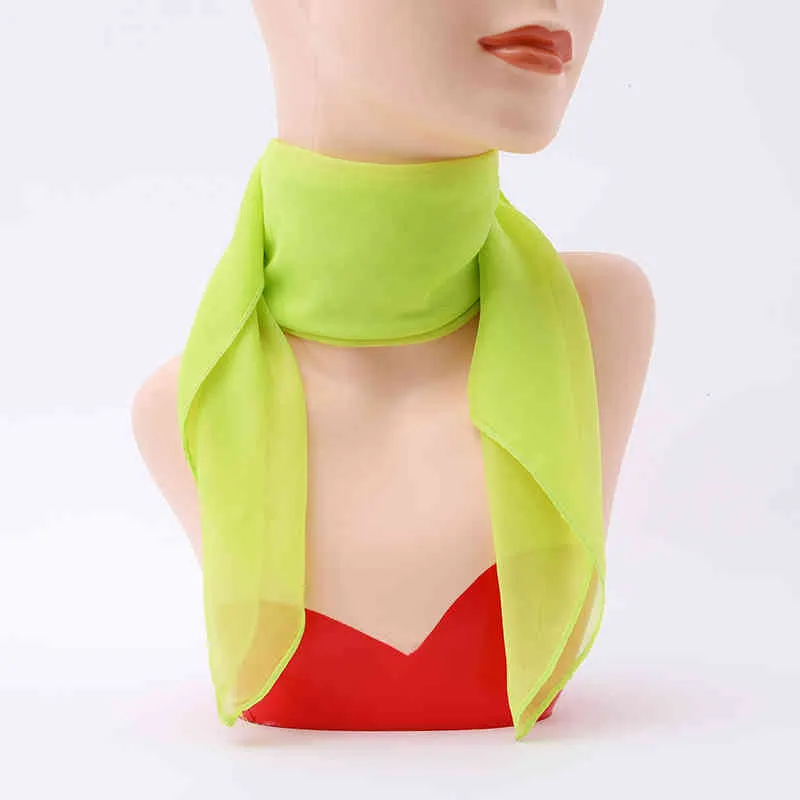 Marque plaine mousseline de soie foulard en soie été femmes cheveux cou carré foulards bureau femme impression foulard châle bandana foulard