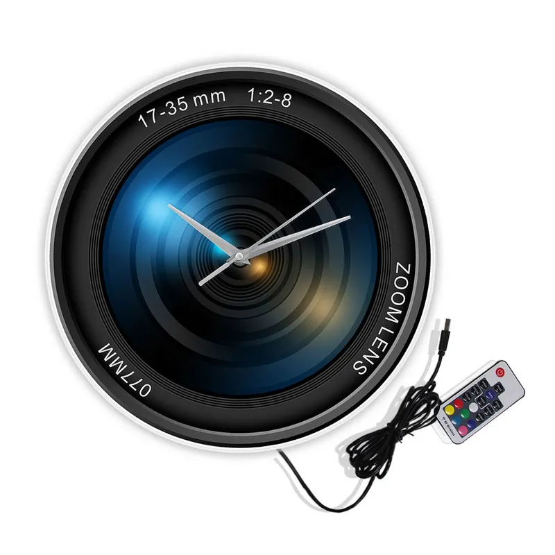 Camera Lens Pography Pictures Images Zoom Color Po ISO Exposure Snap Selfie Custom Decorative Modern Wall Clock 220615