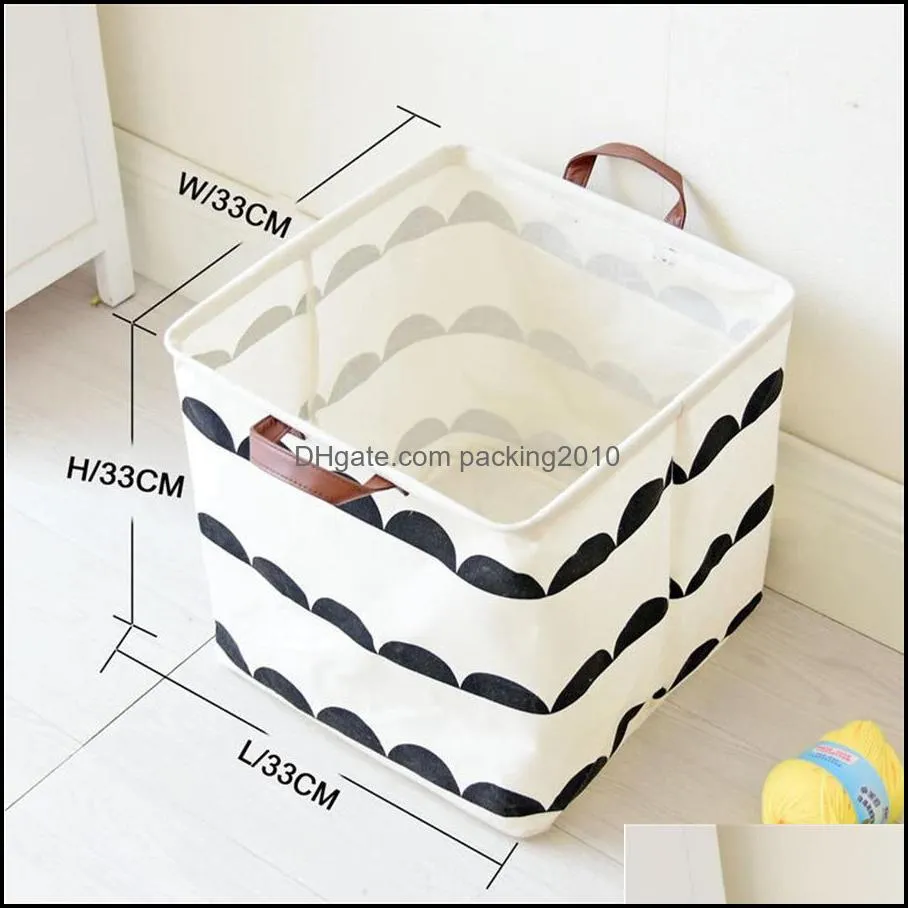 Storage Bags Square folding cloth art basket cotton linen dirty children`s clothes toy storage barrel