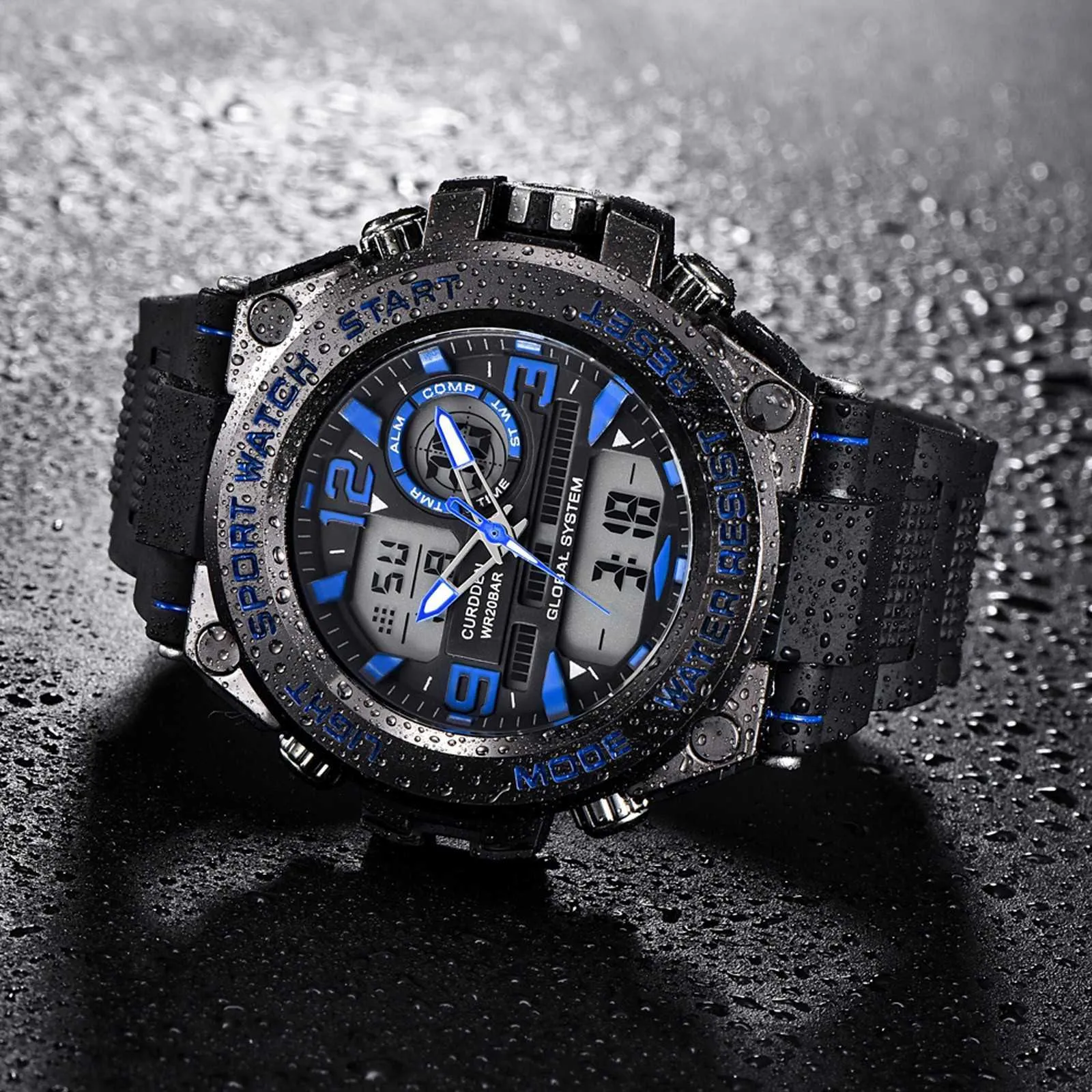 Zegarek elektroniczny LED zegar kwarcowy Sport dla męskich mody 30m Wodoodporny pasek żywicy zegarek