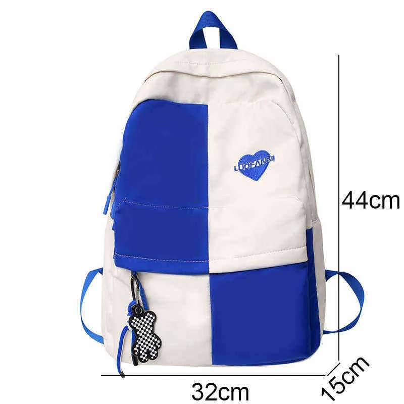 Schultaschen Dame Niedlich Wasserdicht College Mädchen Reise Student Rucksack Mode Freizeit Weibliche Buch Laptop Frauen Nylon 220802