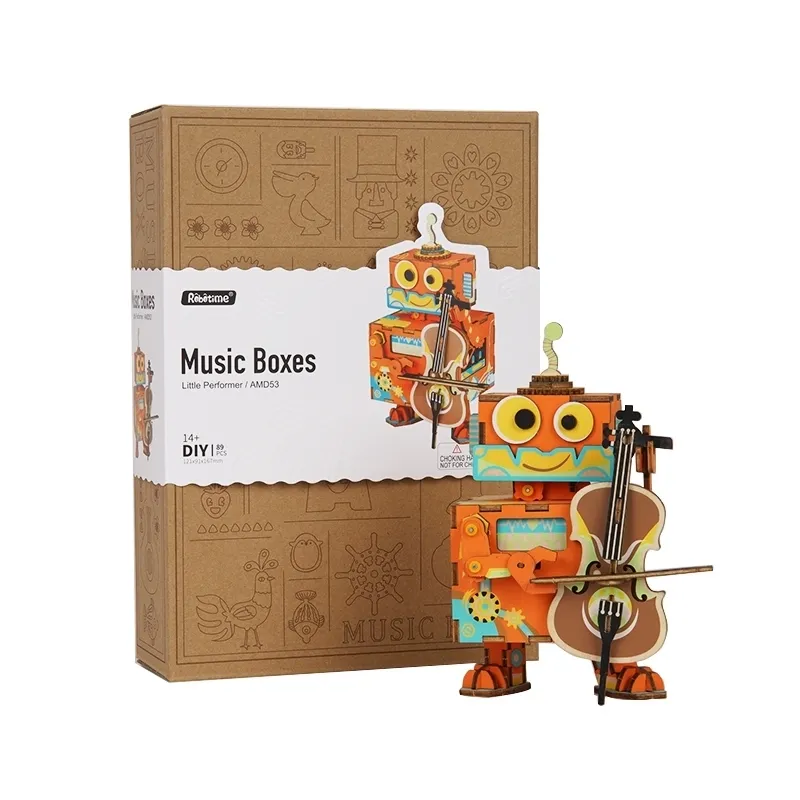 Robotime Arrivée DIY 3D Kitty Ballet En Bois Puzzle Jeu Assemblée Mobile Boîte À Musique Jouet Cadeau pour Enfants Enfants Adulte 220715