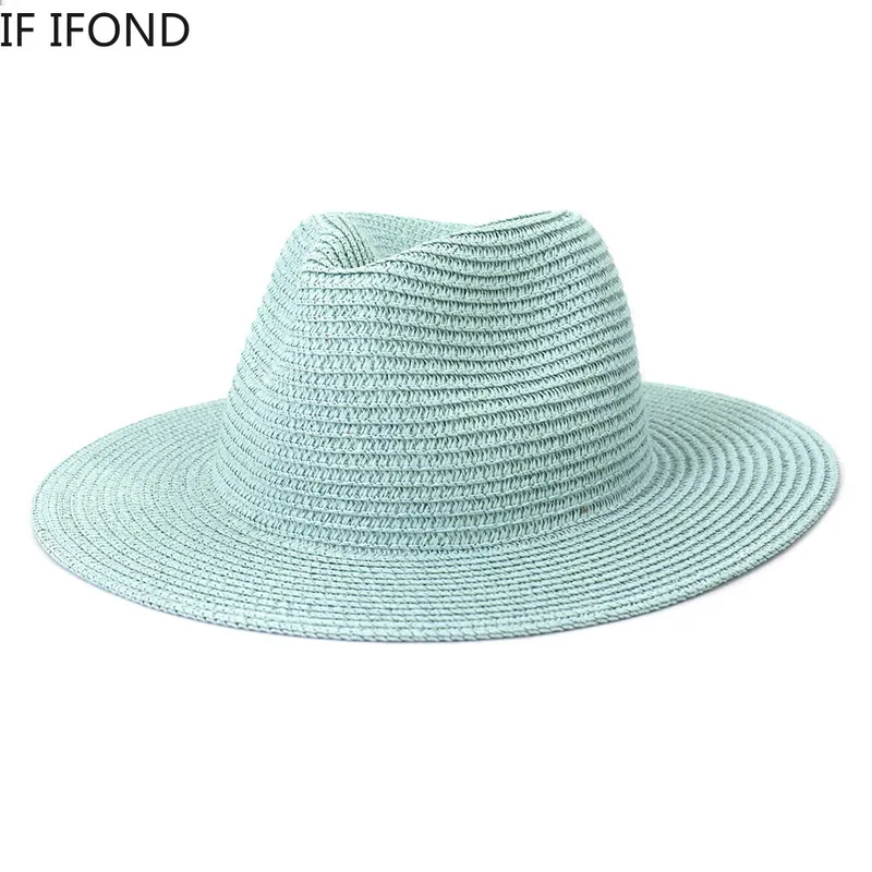 Sombreros de paja lisos de verano para mujeres, hombres, niños, niñas, protección UV, sombrero plegable para el sol, sombreros de playa para viajes al aire libre, sombreros enteros 2160q