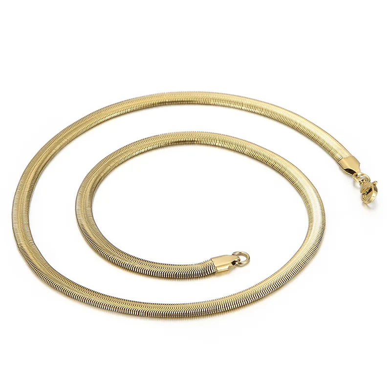 5 mm brede 24 inch eenvoudige mode platte slangenketting ketting roestvrijstalen sieraden voor dames heren zilvergoud rosé goud zwart335r