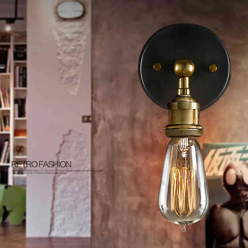 American Retro Sconce Wall Lamps Vintage Loft Lights E27 Bulb Plated Iron Retro Industrial Home Deco Lighting Fixtures Luminaria H1949420