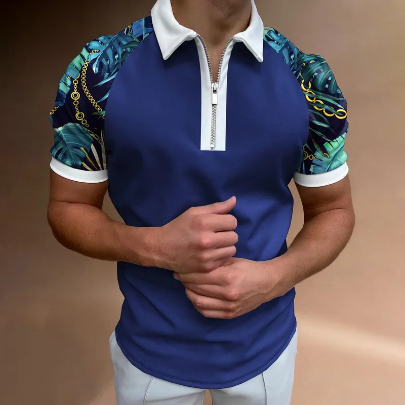 Camicia con zip Maglietta a maniche corte in cotone da uomo Polo da golf casual slim fit di alta qualità D220618