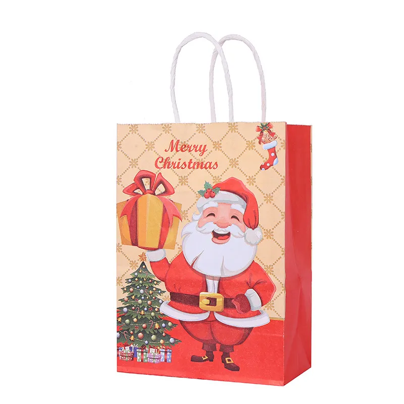 Рождественская рубчатая бумага Tote Snowman Elk Gift Wrab Sacks Cartoon Santa Claus Candy Bag Сумка рождественская вечеринка подарки сумка для рождественского украшения BH7391 TYJ