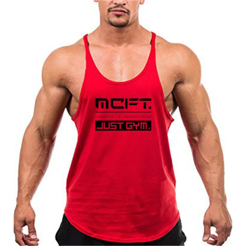 Custom Logo Body building Clothing Fitness Tank Top Men Gym Stringer Singlet Cotton Sleeveless shirt Workout Undershirt For Man