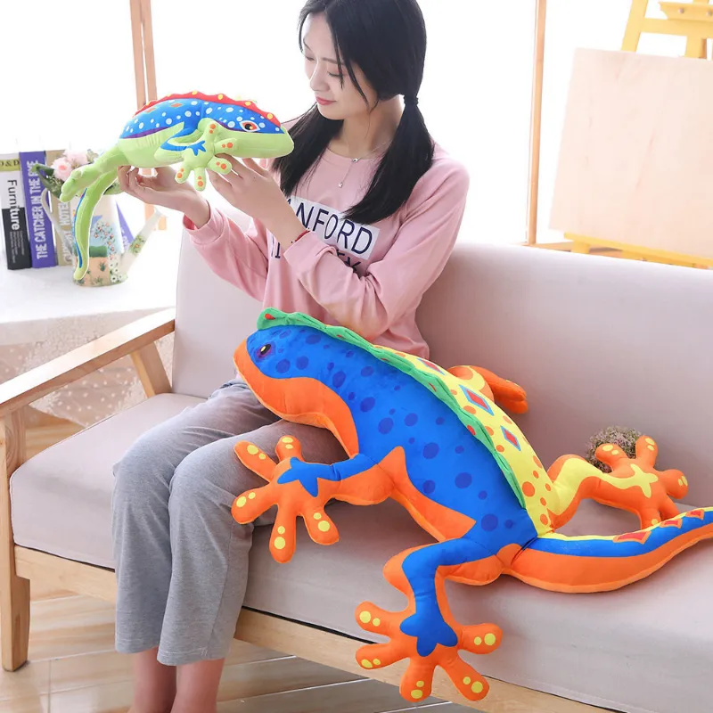 55-120cm 3d Kawaii Gecko Plush speelgoed zacht gevuld dier schattige kameleon hagedis poppen kussen kussen kussen jongen meisje verjaardag cadeau 220506